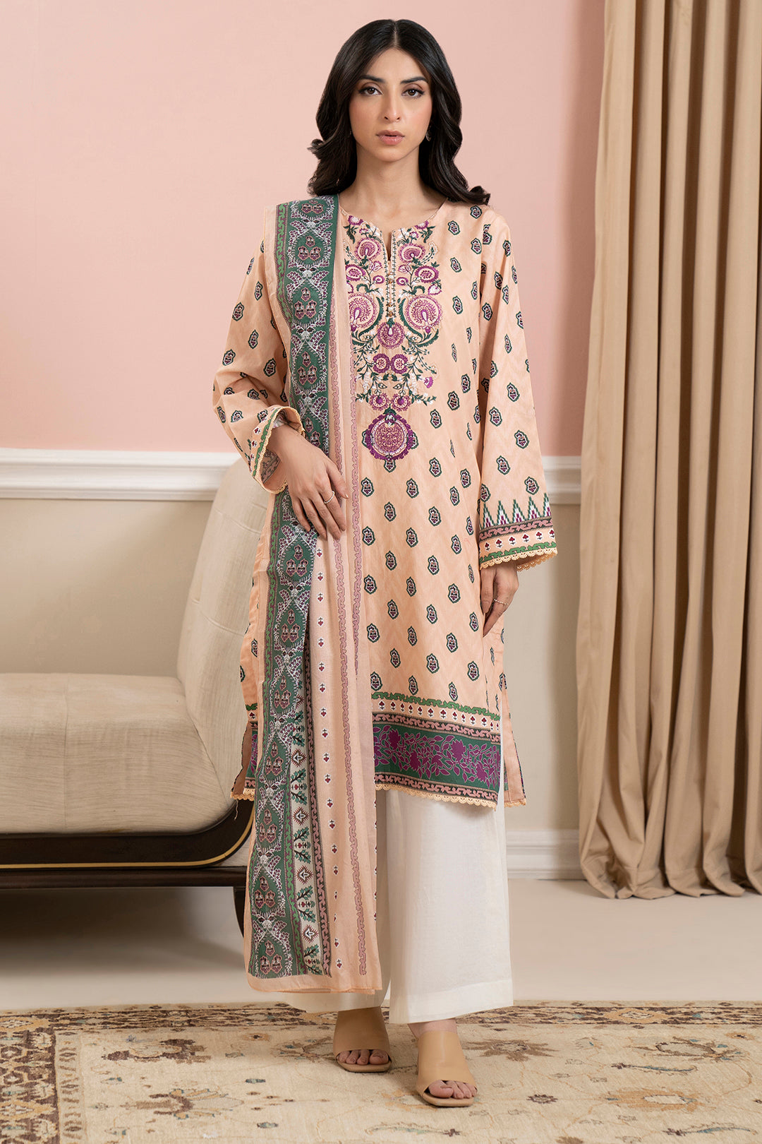 Embroidered Kurta Dupatta - 1551