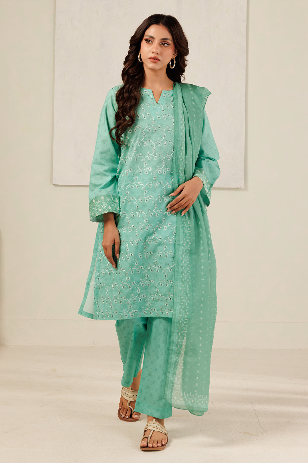 Embroidered Kurta Dupatta Trouser - 2111