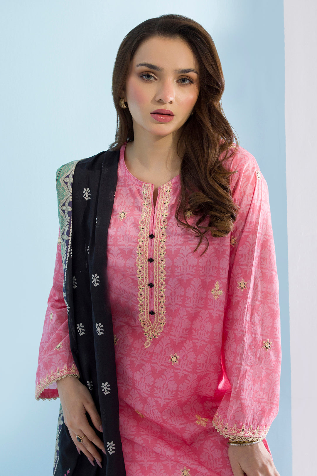 Embroidered Kurta Dupatta Trouser - 2198