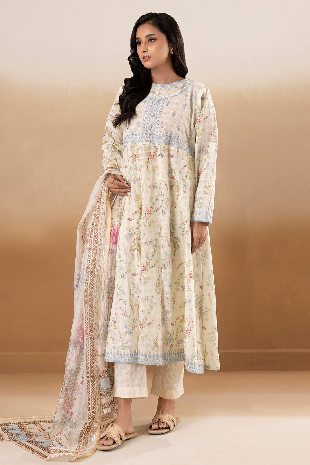 Embroidered Kurta Dupatta Trouser - 2514