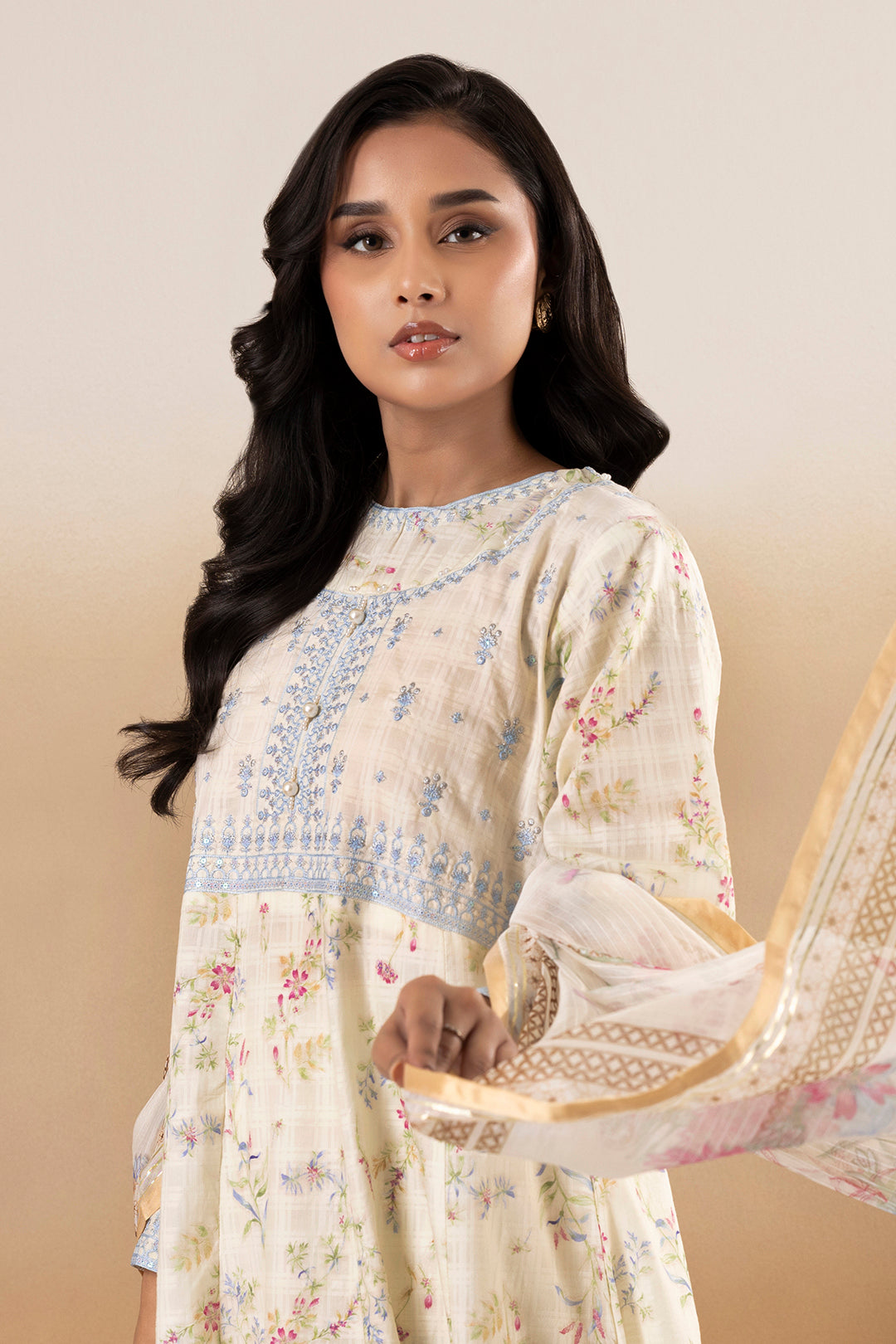 Embroidered Kurta Dupatta Trouser - 2514