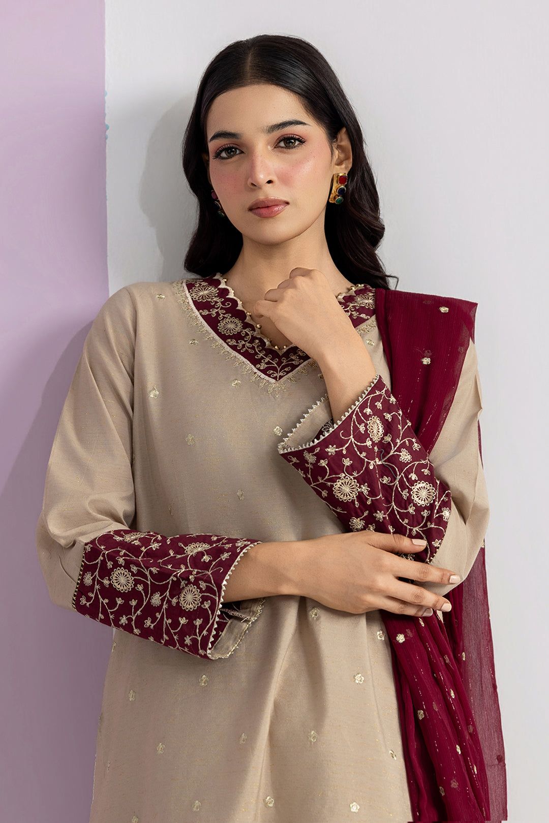Embroidered Kurta Dupatta Trouser - 2686