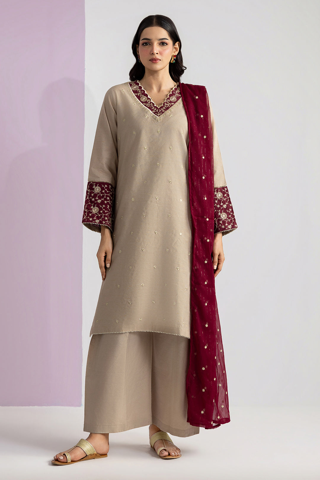 Embroidered Kurta Dupatta Trouser - 2686