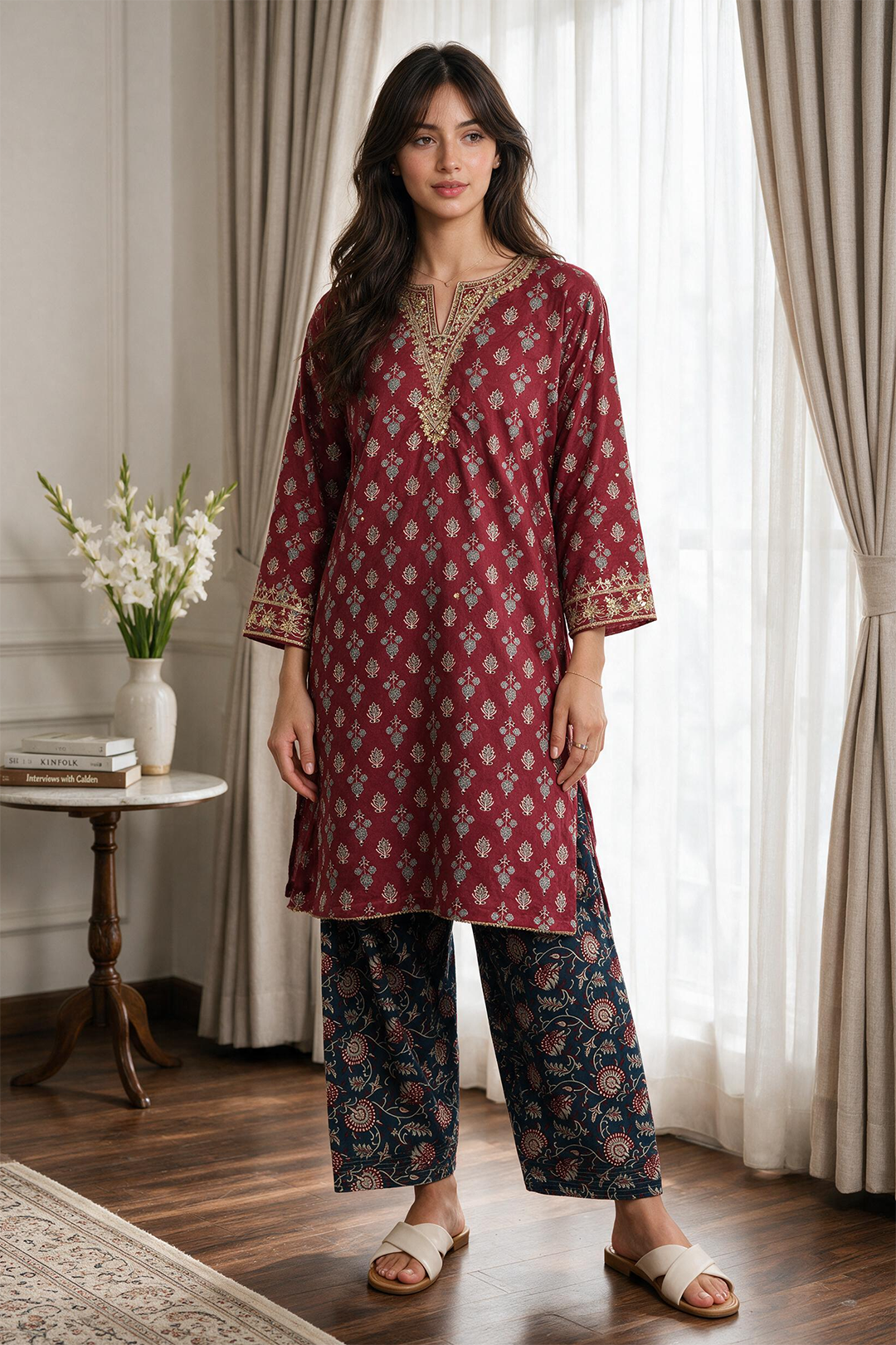 Embroidered Kurta Trouser - 1931