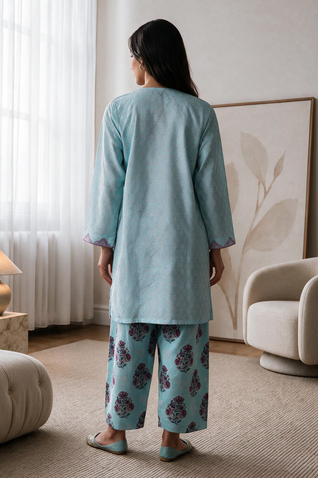 Embroidered Kurta Trouser - 2096