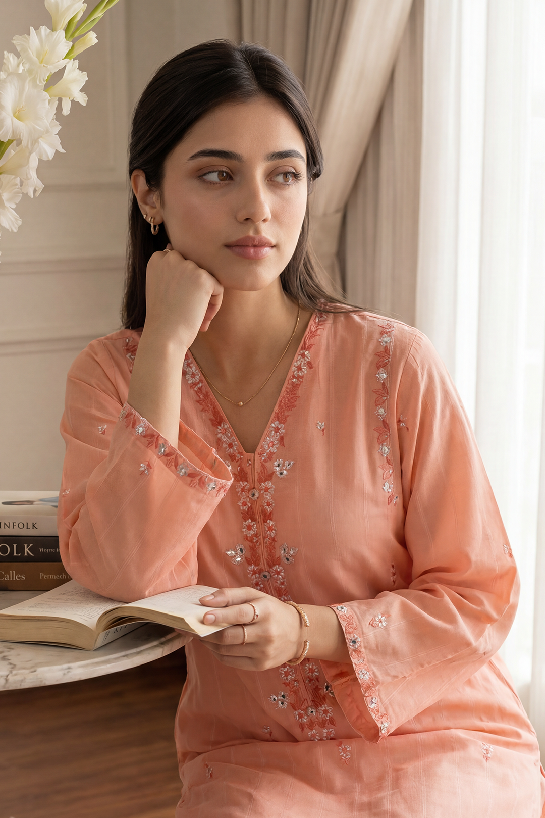 Embroidered Kurta Trouser - 2376