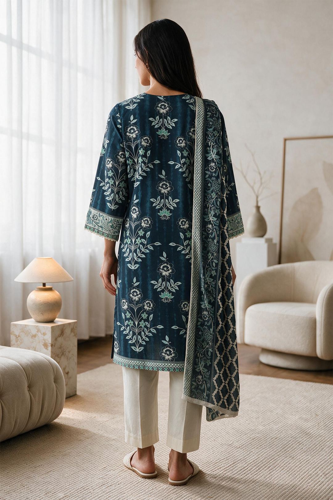 Embroidered Kurta Dupatta - 2425