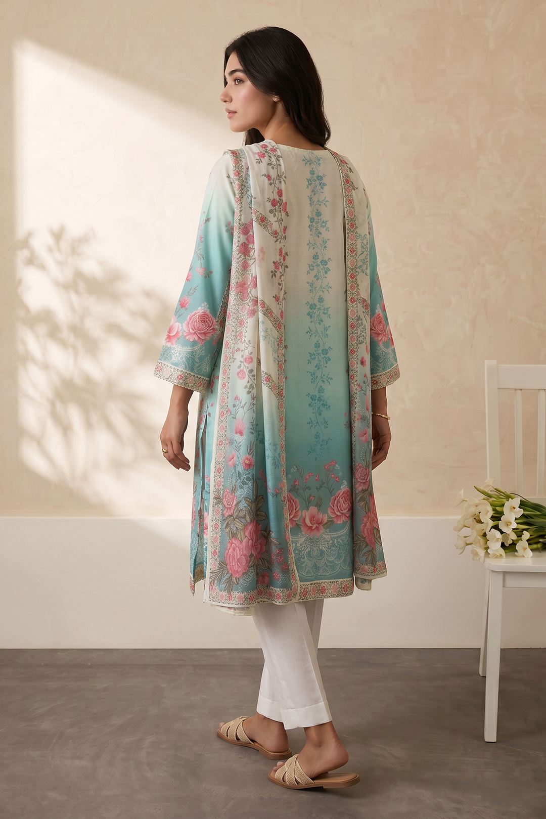 Embroidered Kurta Dupatta - 2667