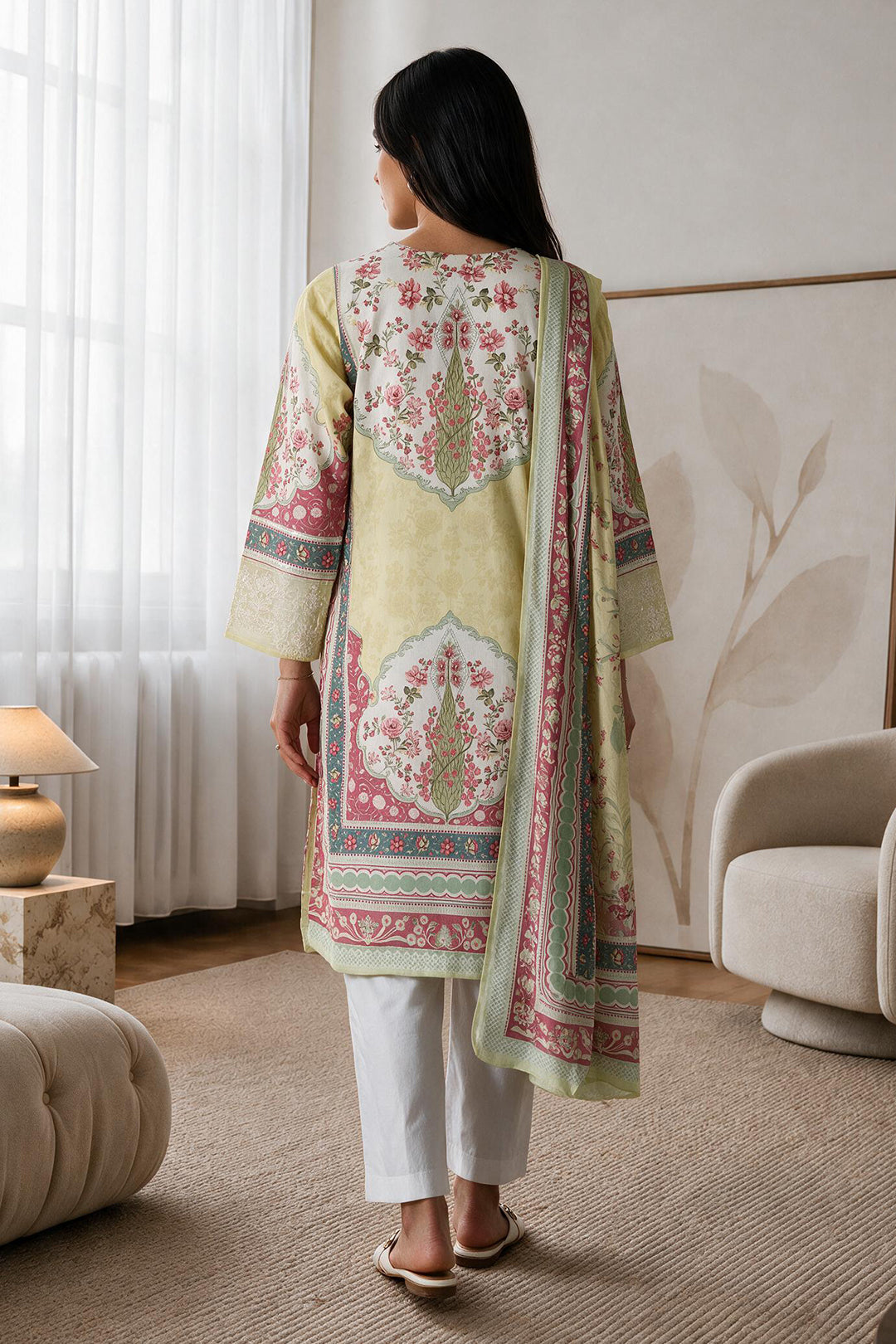 Embroidered Kurta Dupatta - 2673