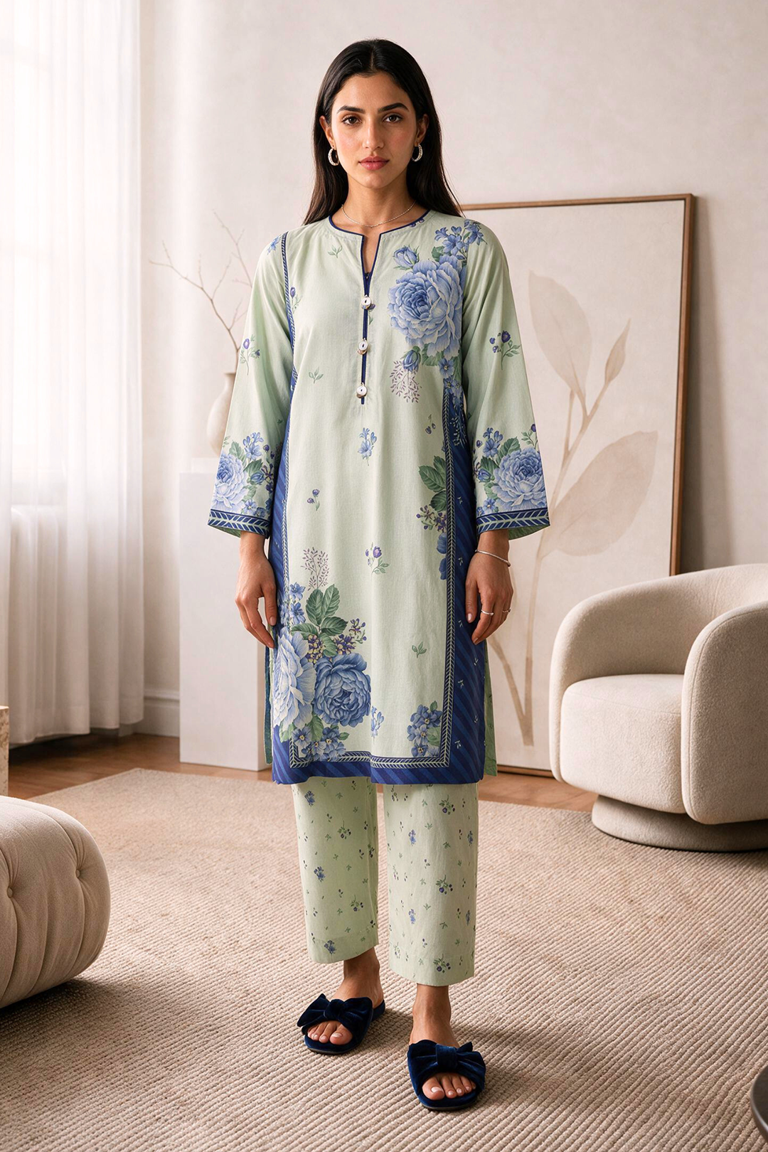 Embroidered Kurta Trouser - 2867