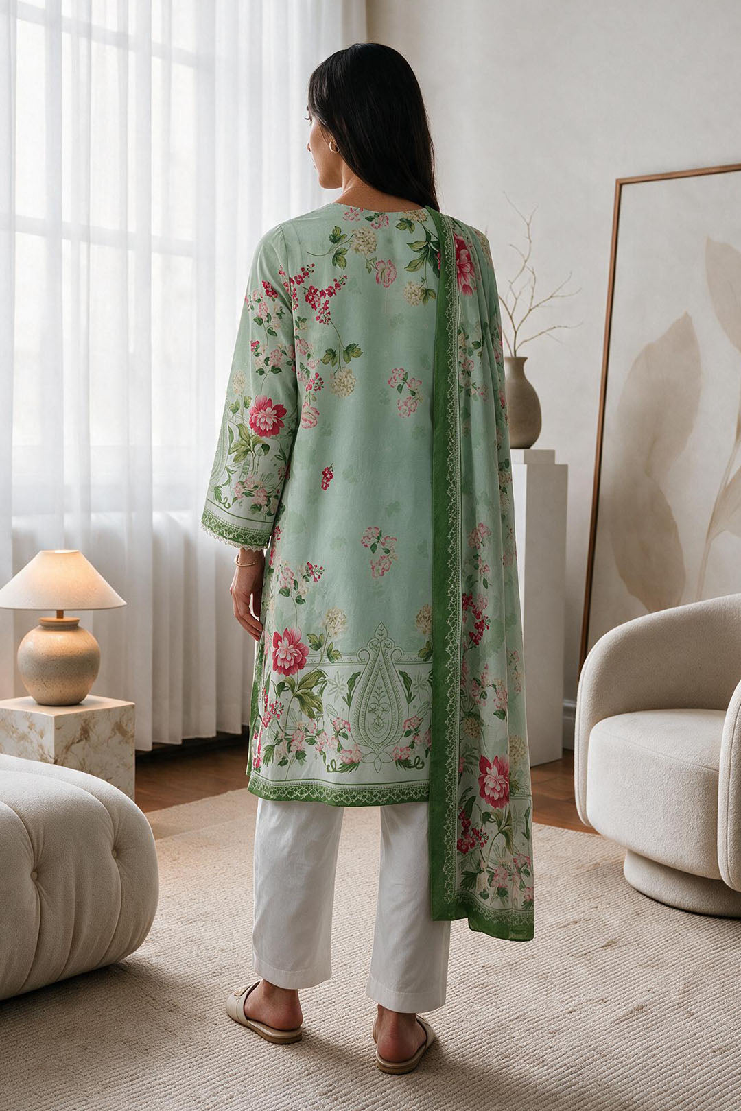 Embroidered Kurta Dupatta - 2919