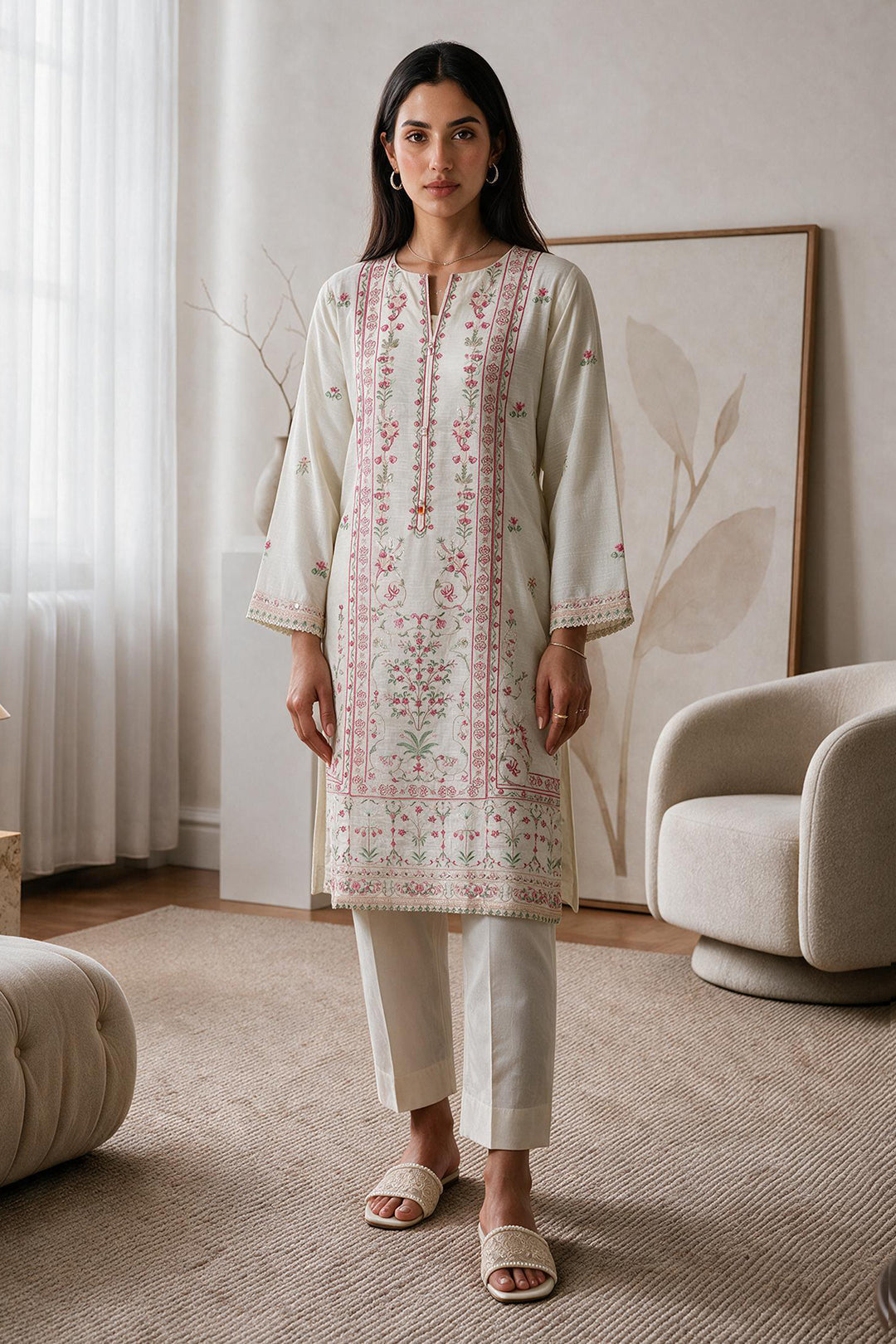 Embroidered Kurta Trouser - 3319