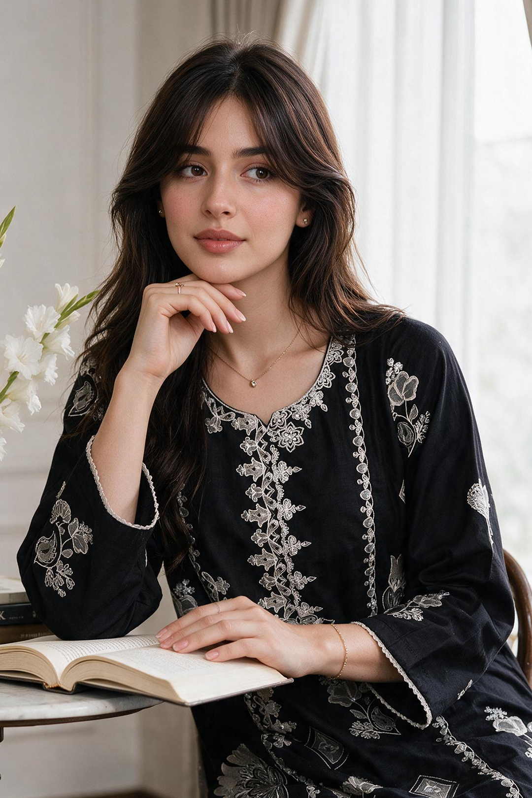 Embroidered Kurta Trouser - 3325