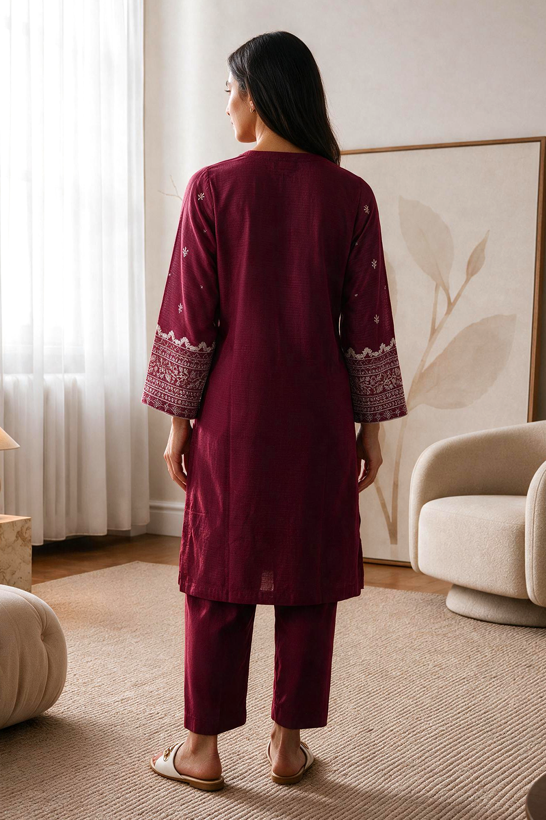 Embroidered Kurta Trouser - 3327