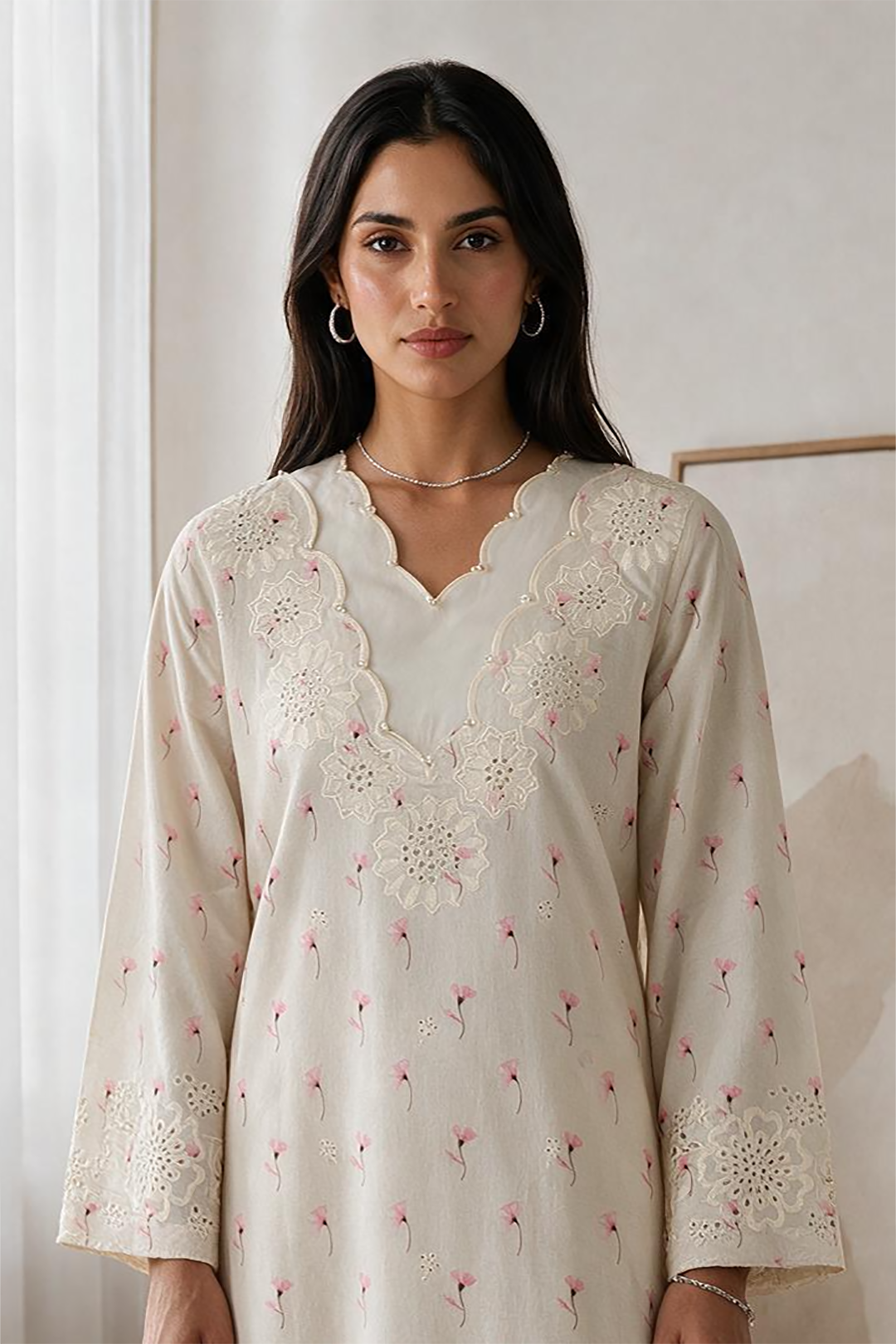 Embroidered Kurta Trouser - 3703