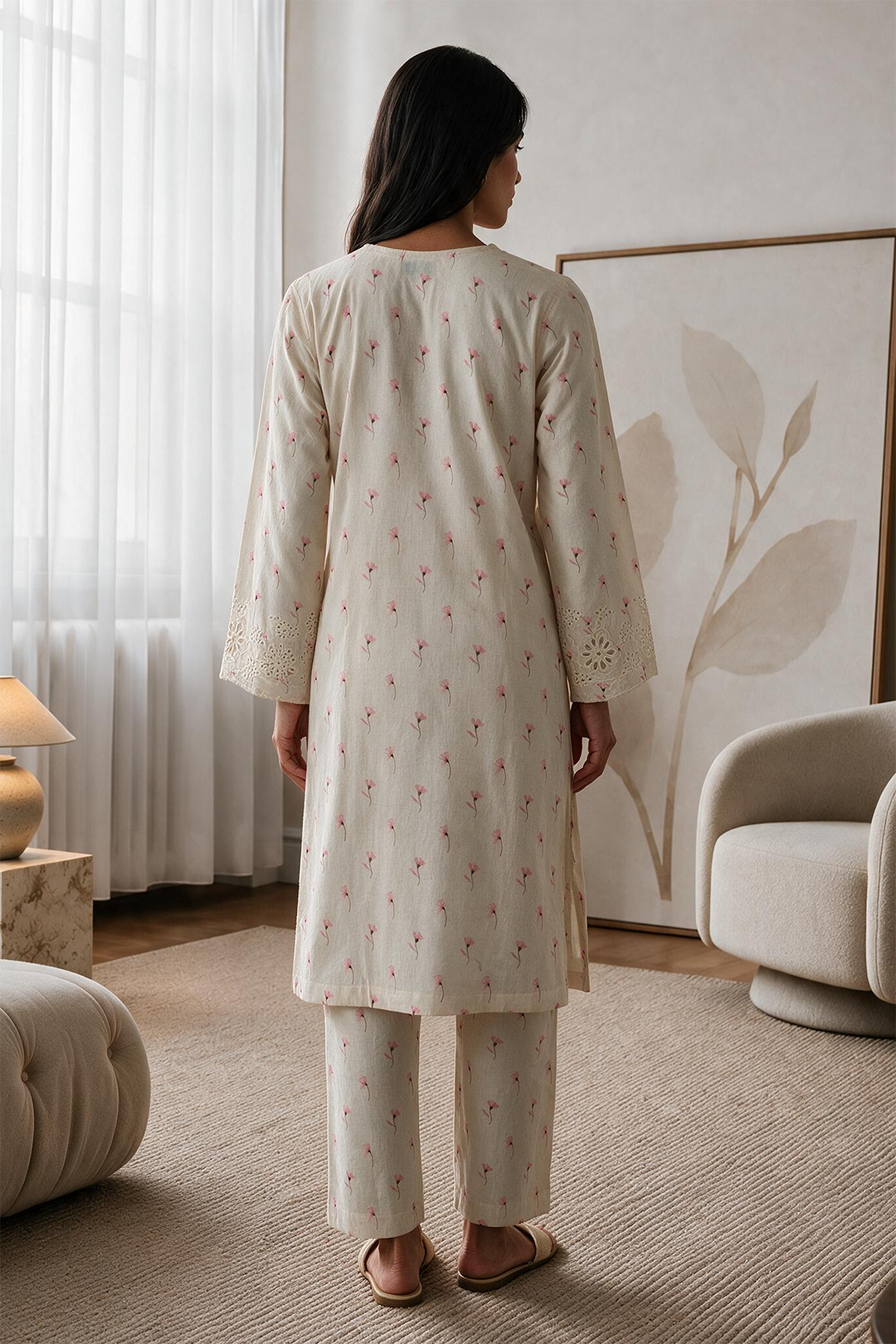 Embroidered Kurta Trouser - 3703