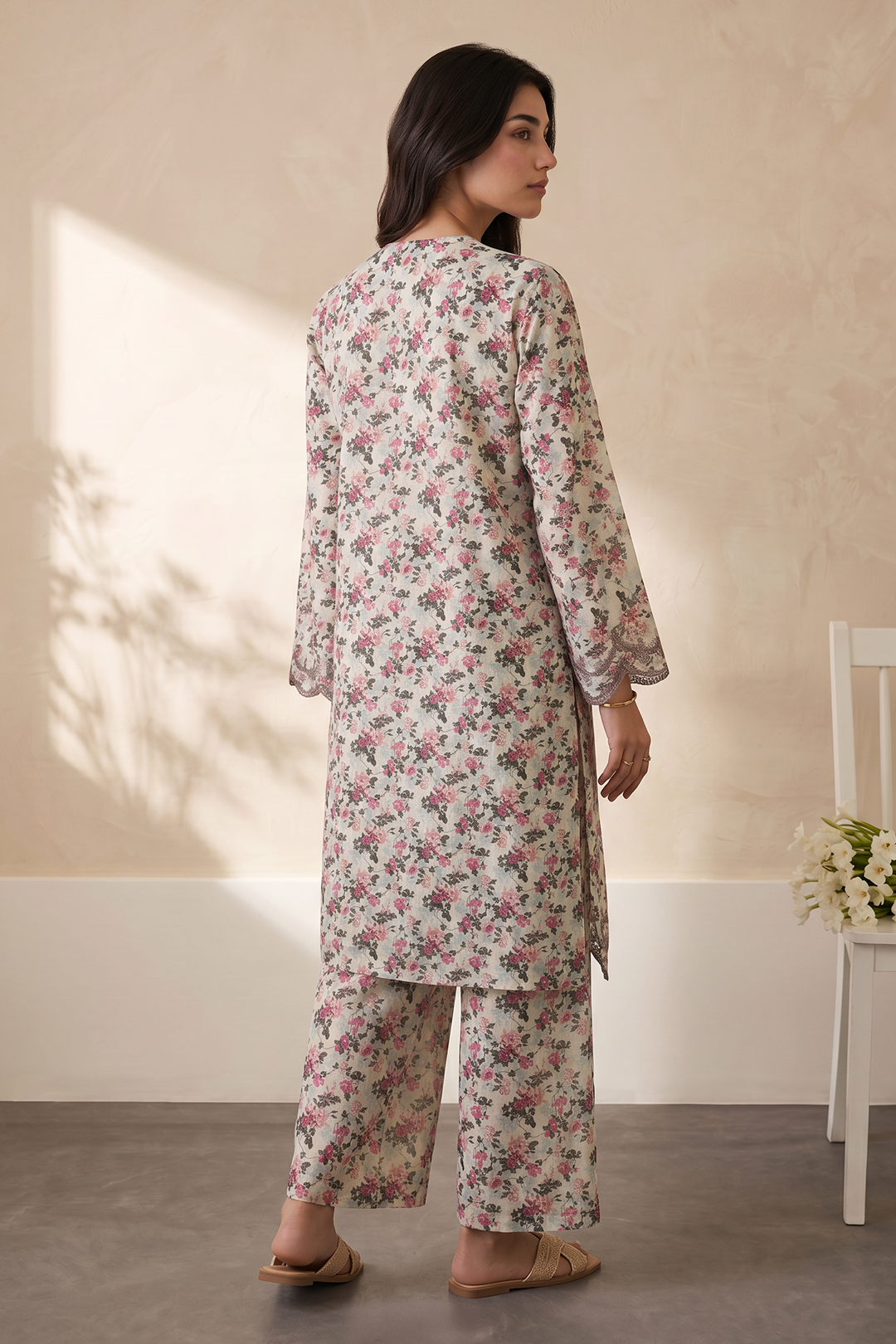 Embroidered Kurta Trouser - 3704