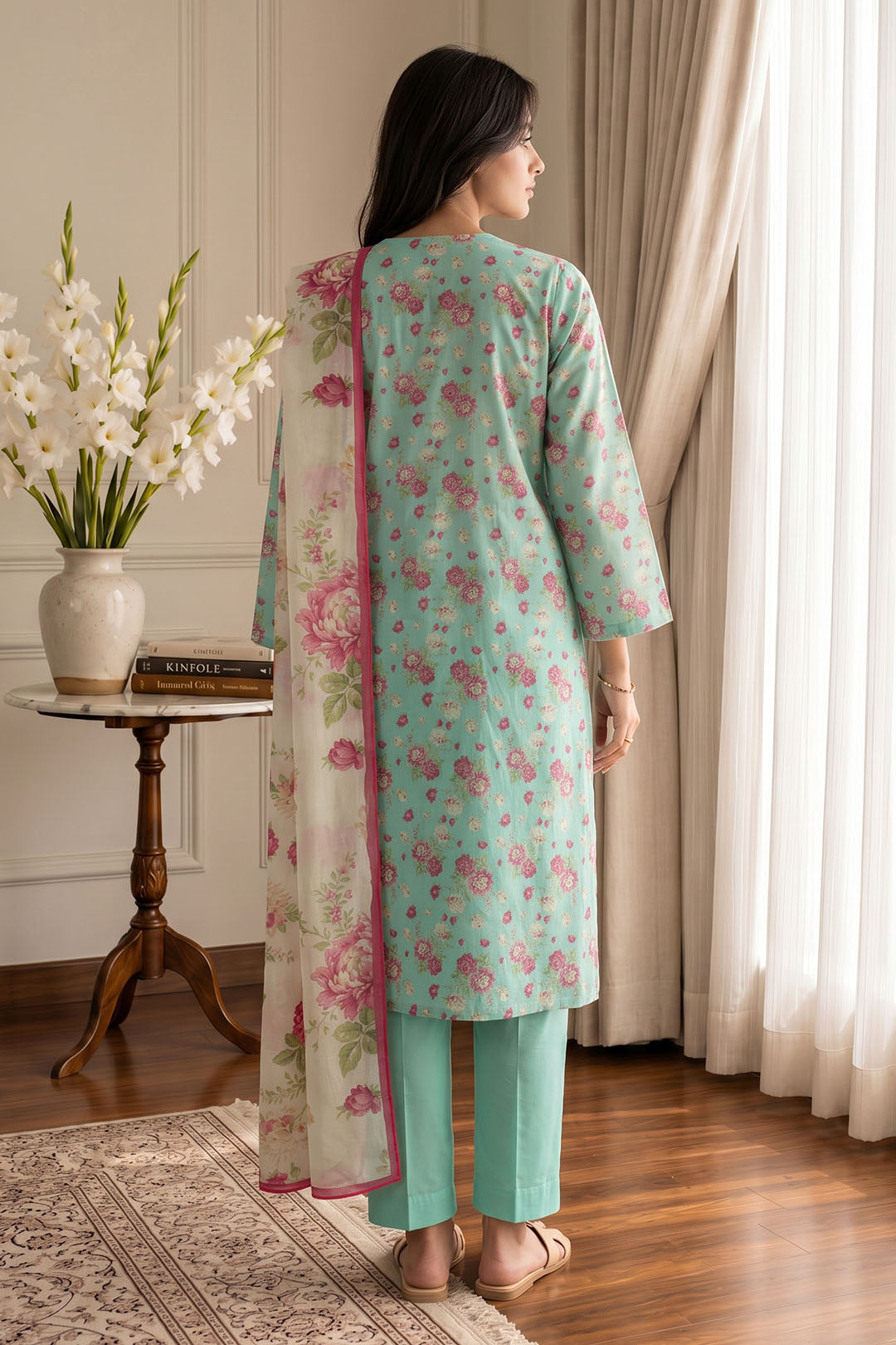 Embroidered Kurta Dupatta Trouser - 2189