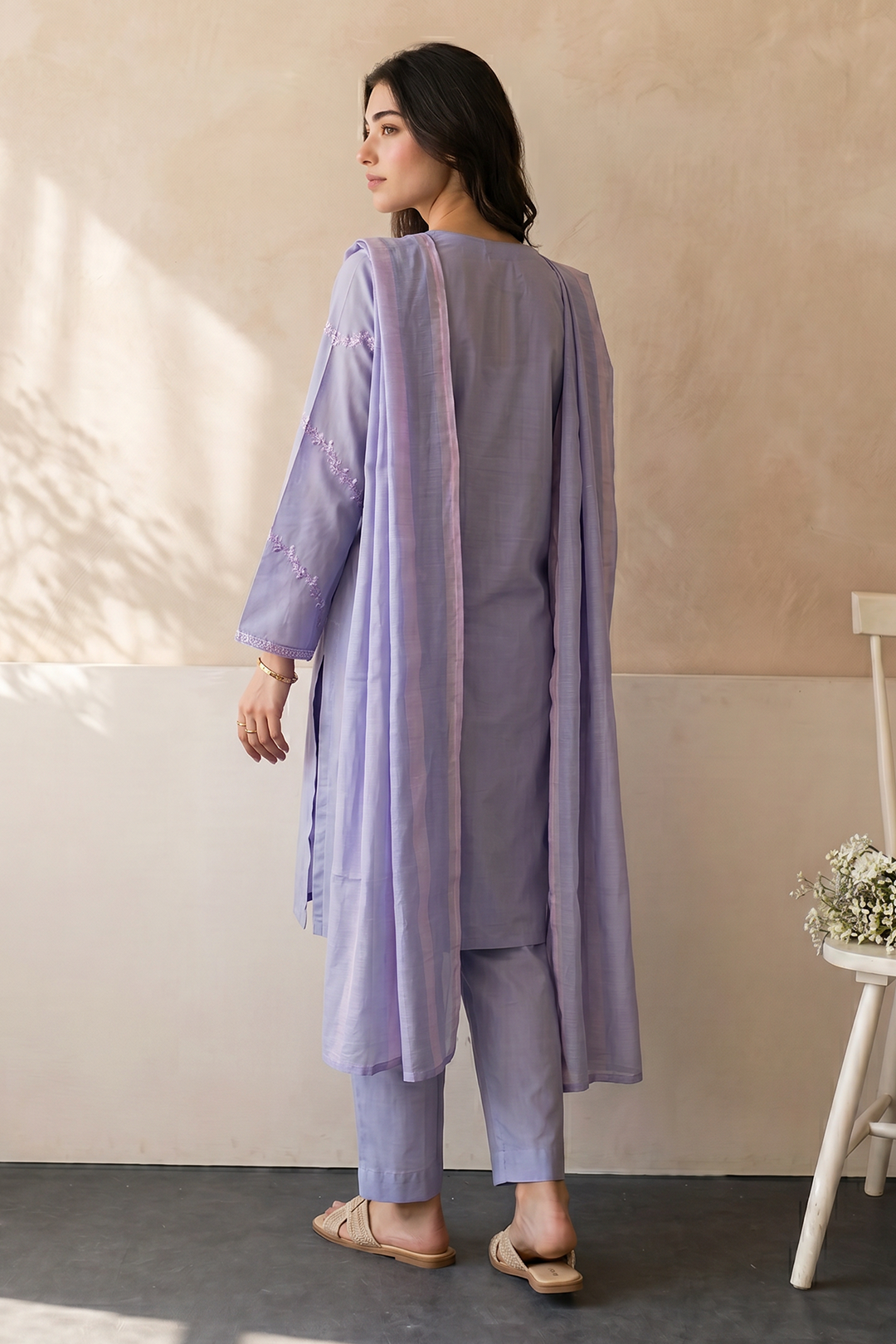 Embroidered Kurta Dupatta Trouser - 2208