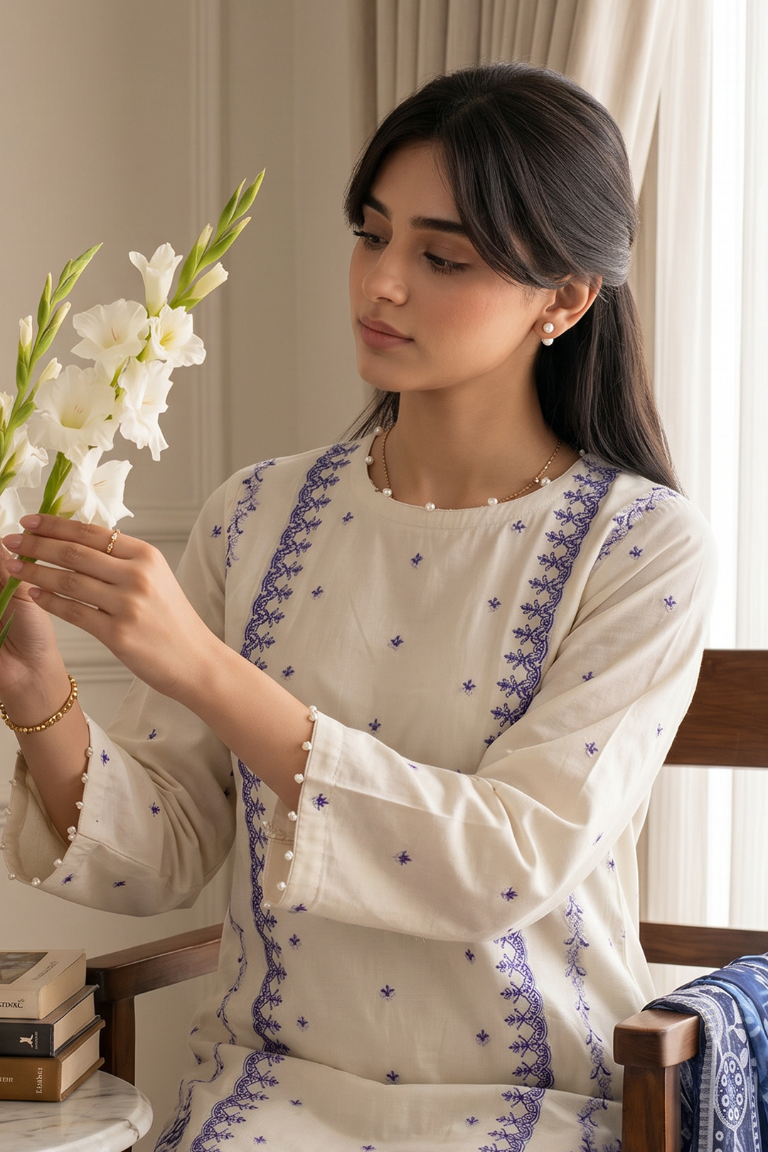 Embroidered Kurta Dupatta Trouser - 2207