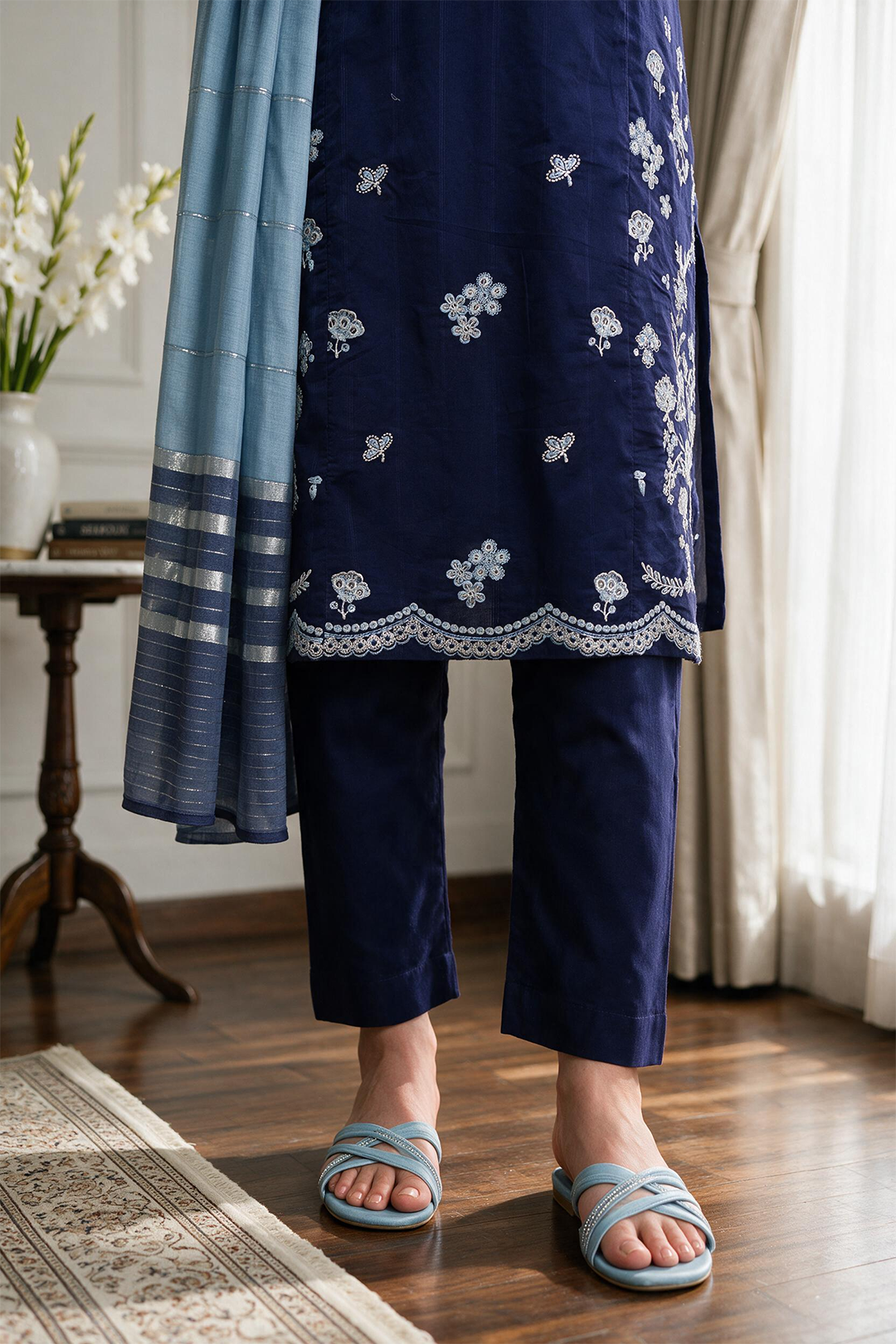 Embroidered Kurta Dupatta Trouser - 2529