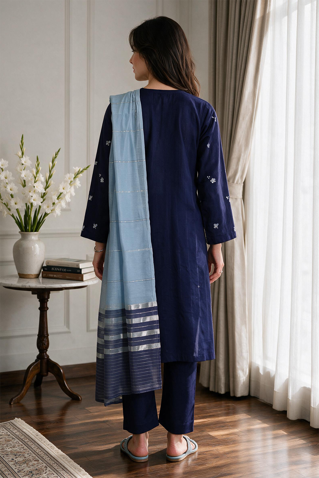 Embroidered Kurta Dupatta Trouser - 2529