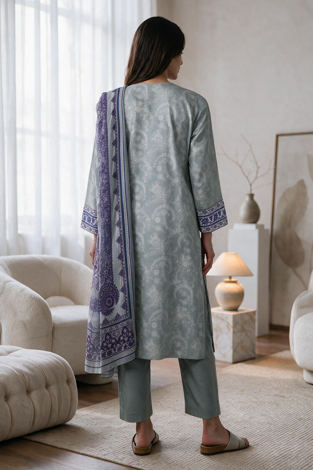 Embroidered Kurta Dupatta Trouser - 2530