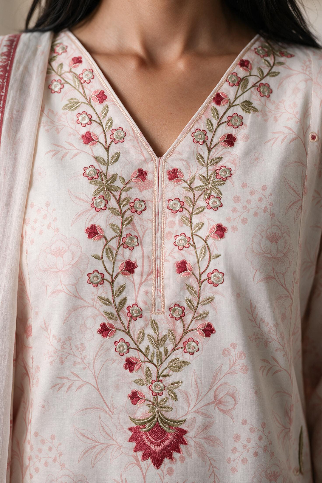 Embroidered Kurta Dupatta Trouser - 3008