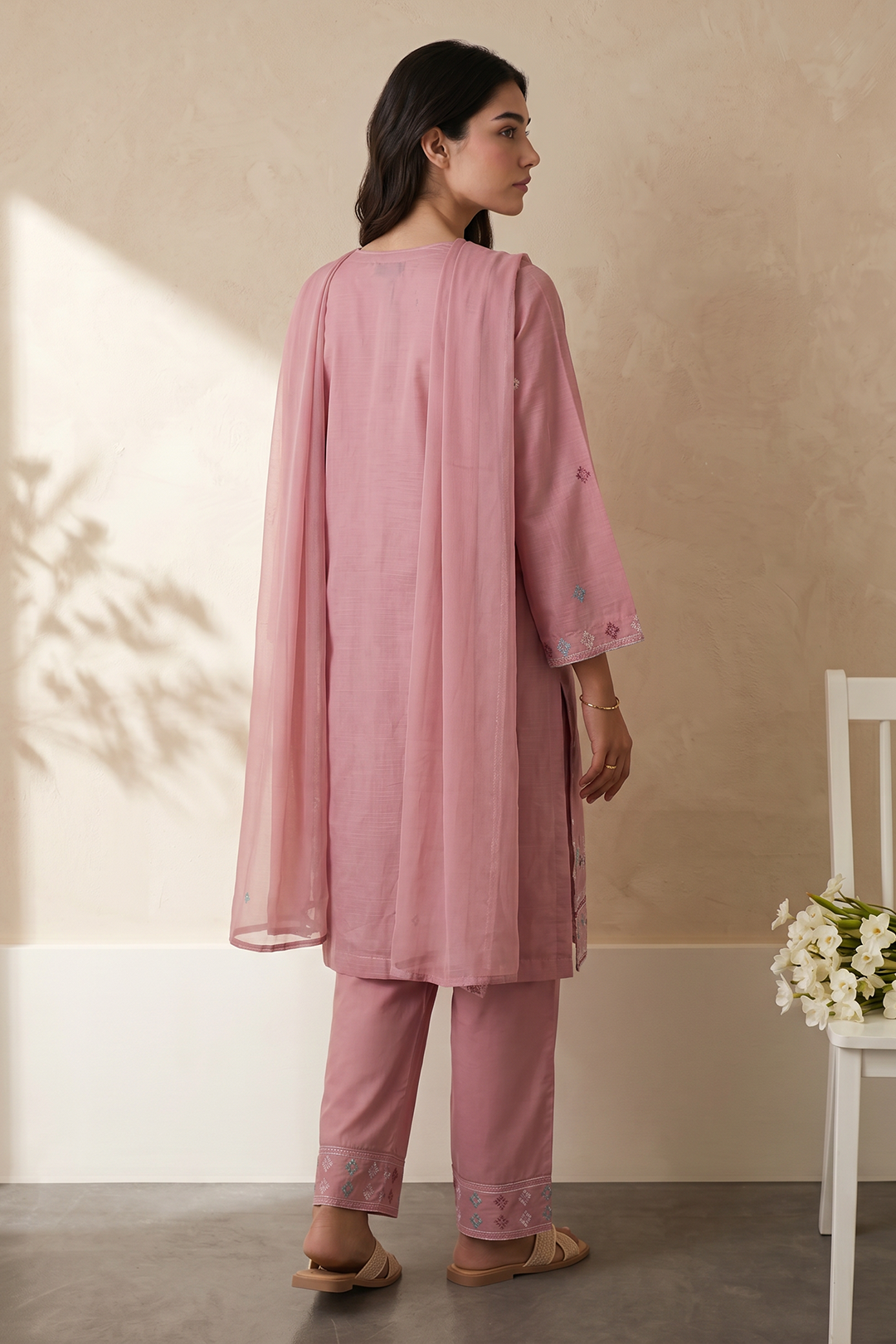 Embroidered Kurta Dupatta Trouser - 3218