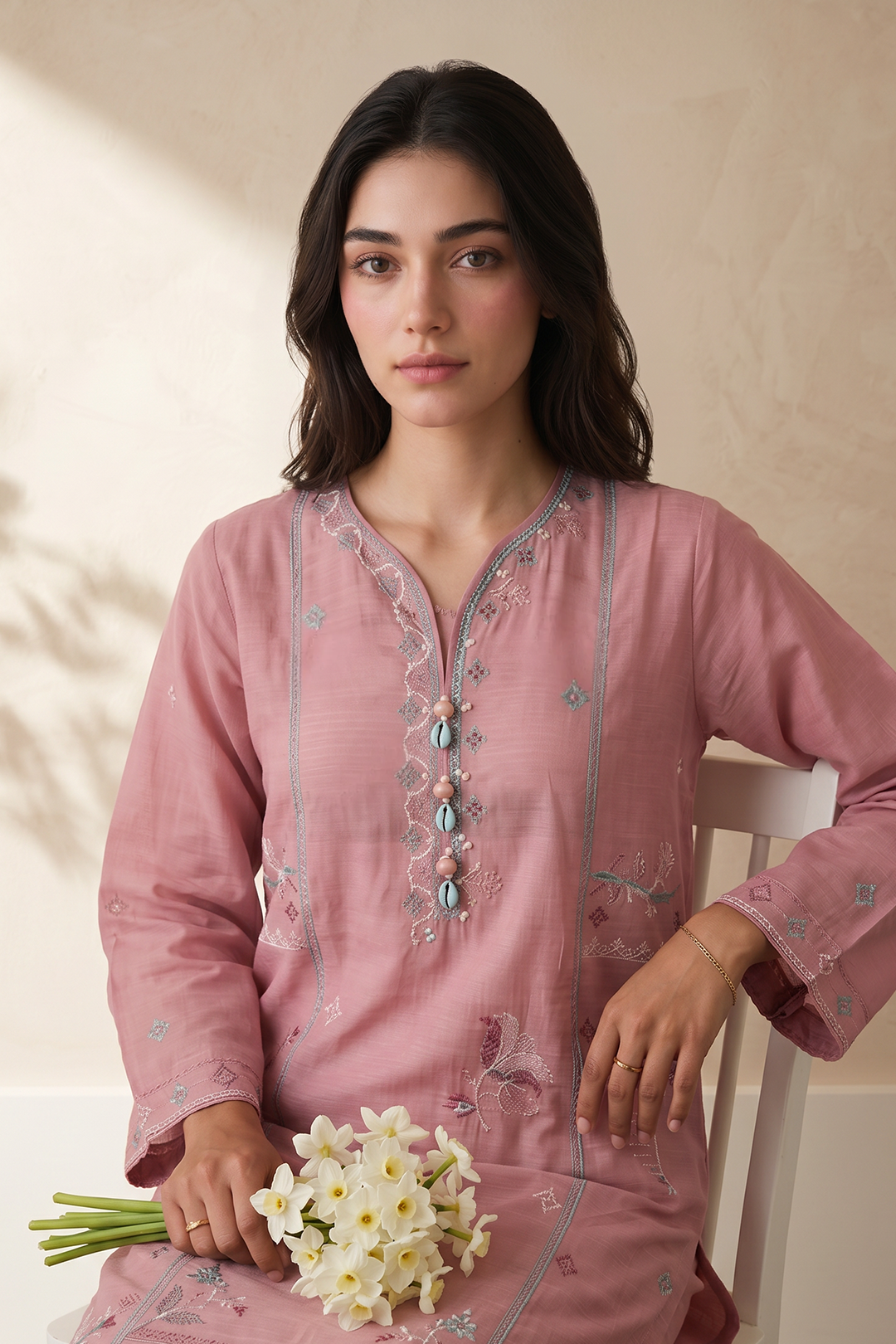 Embroidered Kurta Dupatta Trouser - 3218