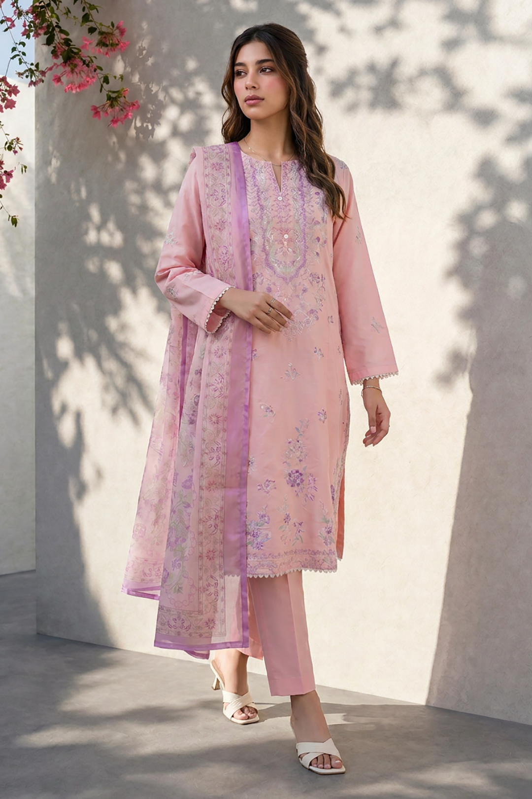 Embroidered Kurta Dupatta Trouser - 3222