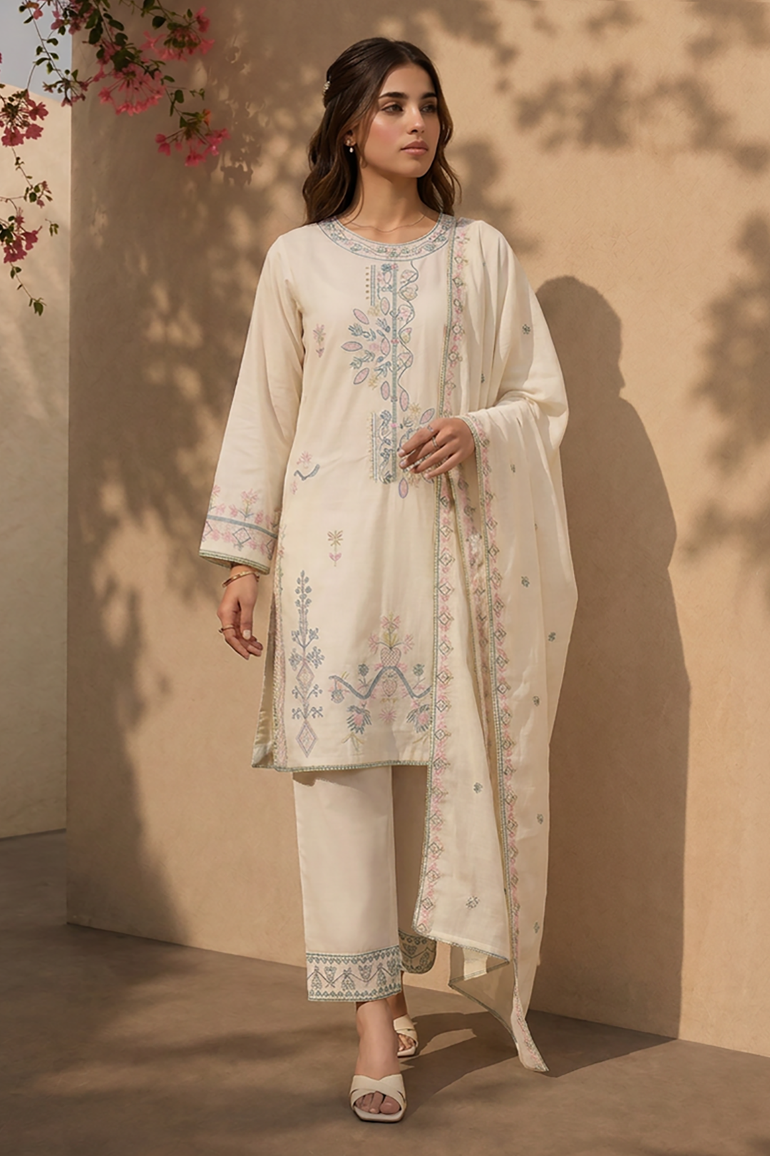 Embroidered Kurta Dupatta Trouser - 3225