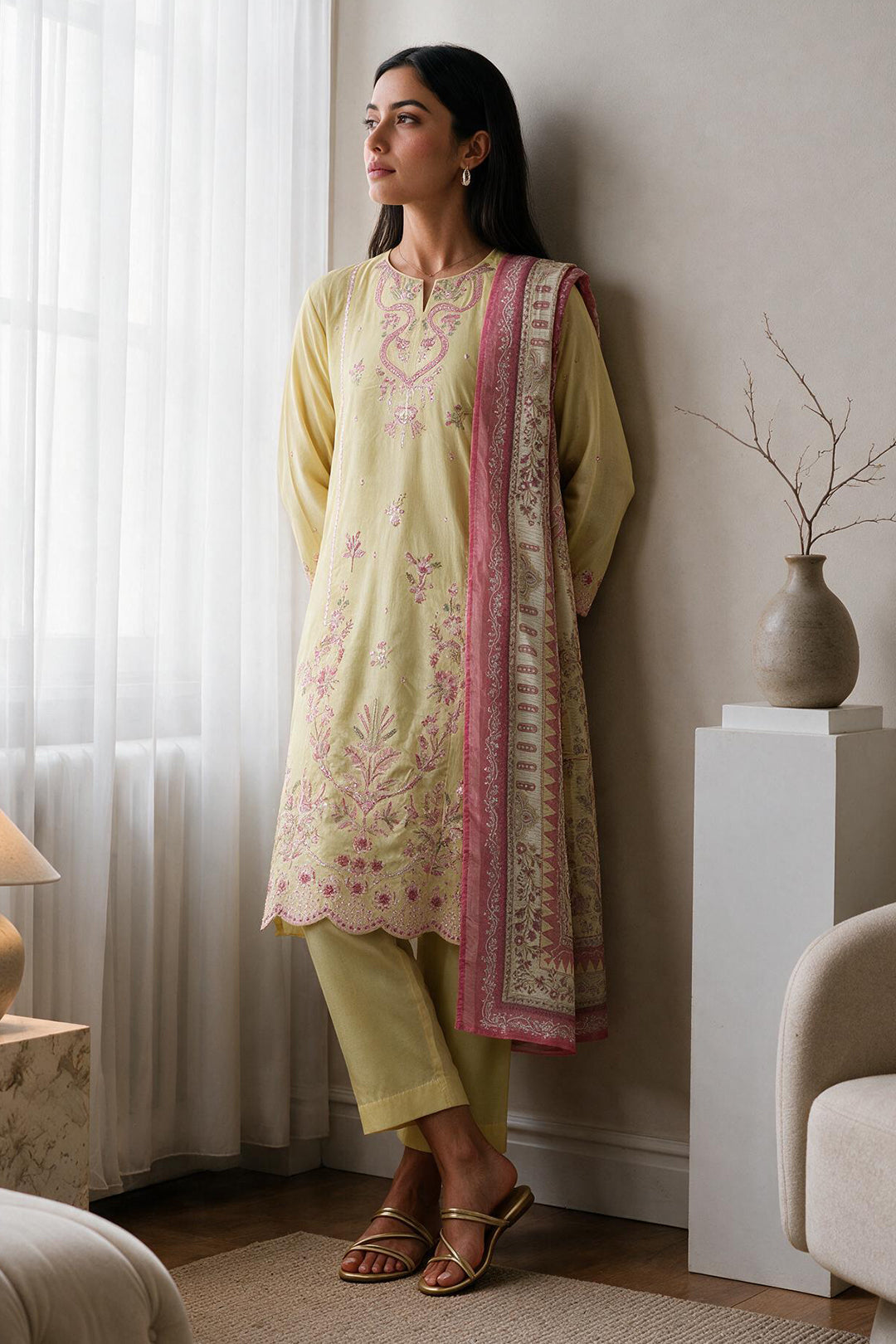 Embroidered Kurta Dupatta Trouser - 3280