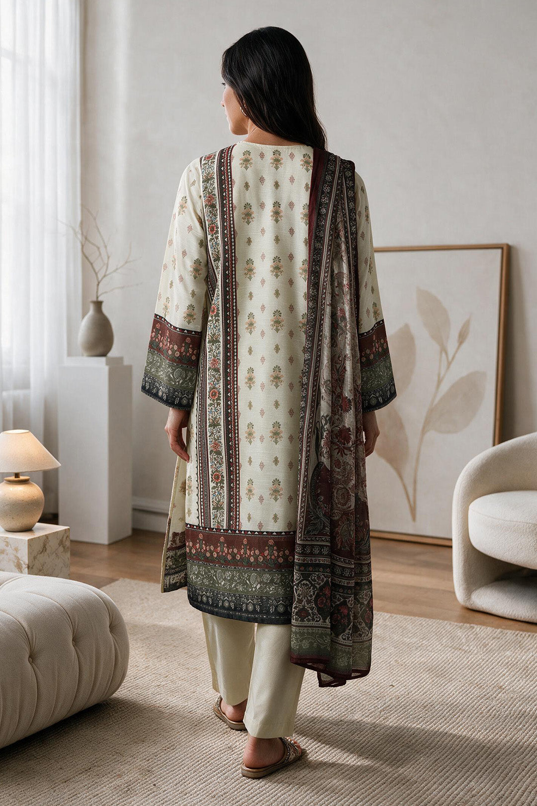 Embroidered Kurta Dupatta Trouser - 3313