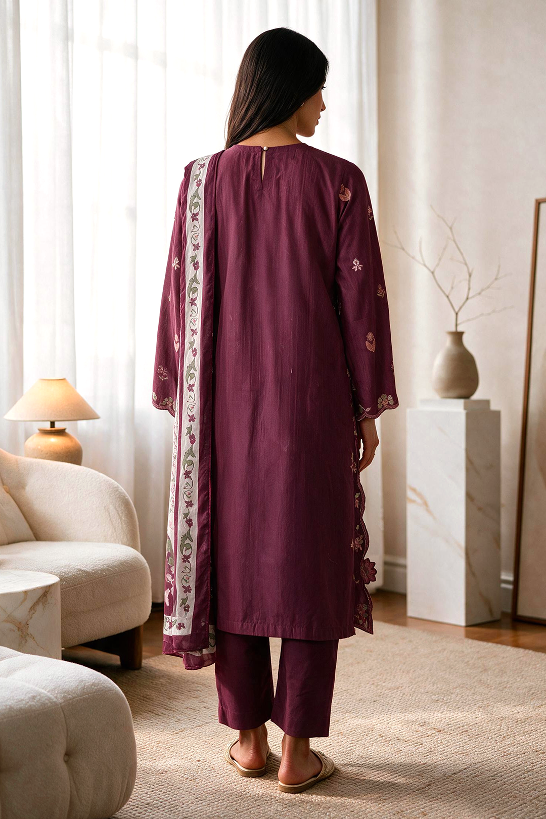 Embroidered Kurta Dupatta Trouser - 3411