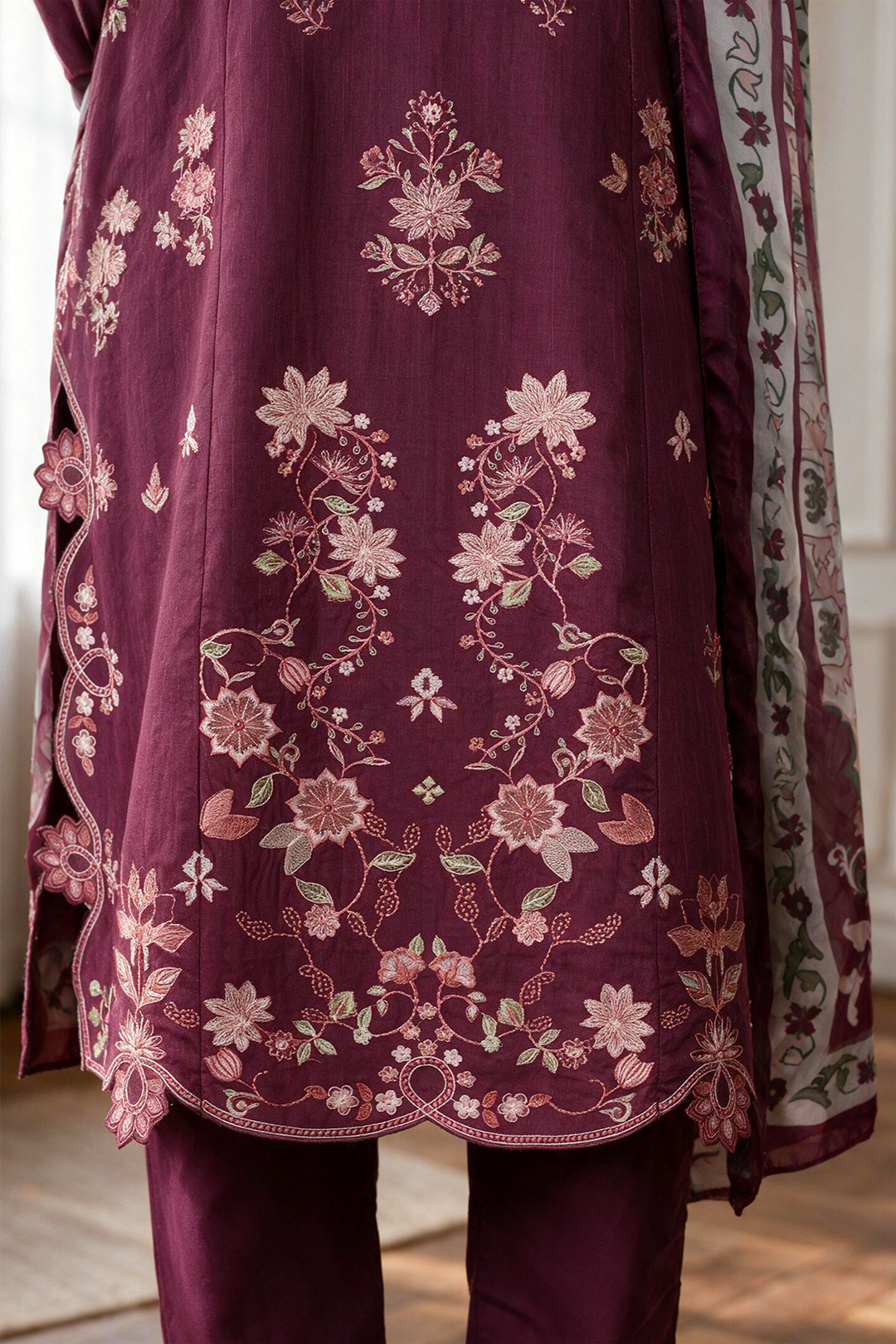 Embroidered Kurta Dupatta Trouser - 3411