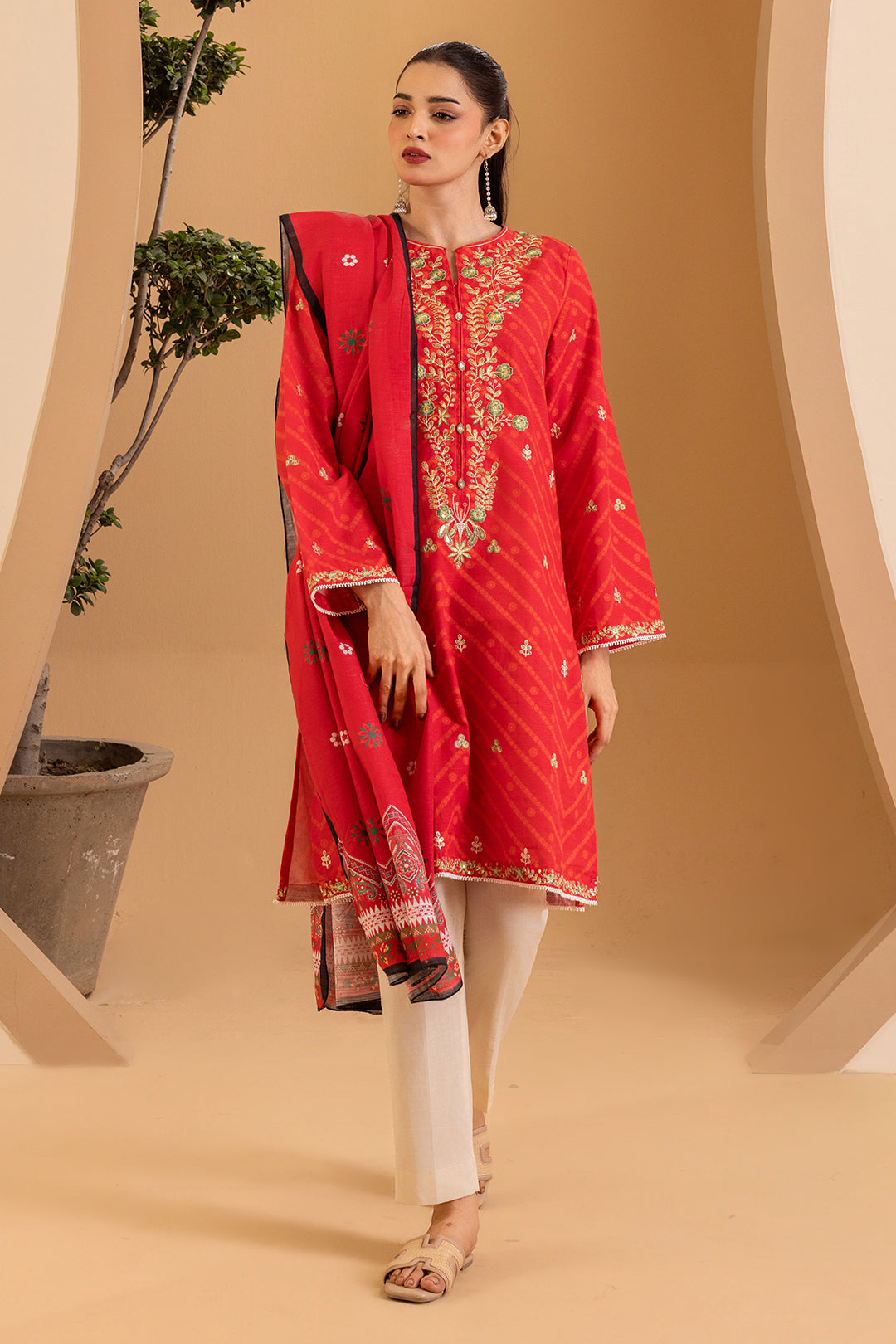 Embroidered Kurta Dupatta - 3111