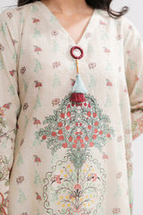 Printed Kaftaan Slub Textured Dress - 2896