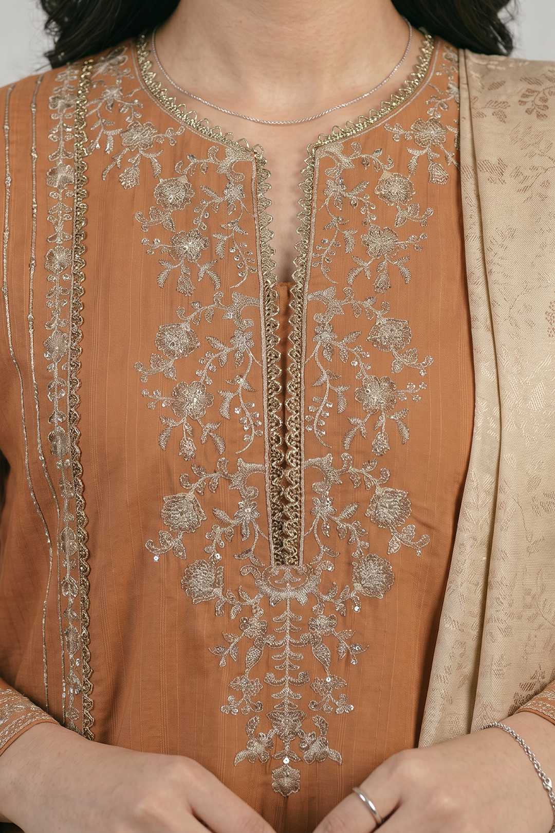 Embroidered Kurta Shawl Trouser - 2521