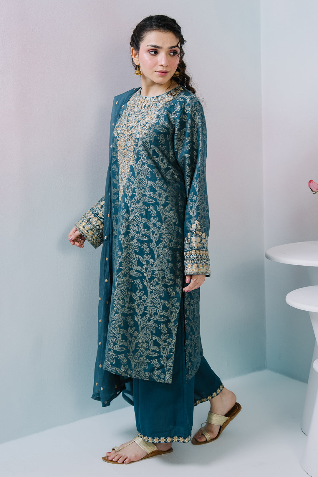 Embroidered Kurta Dupatta Trouser - 2523