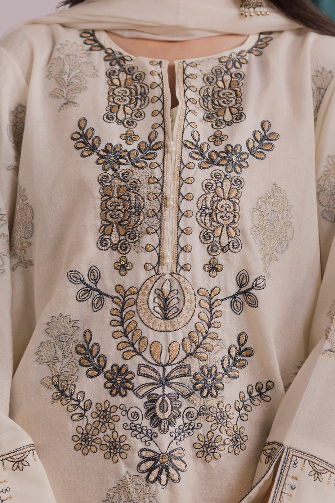 Embroidered Kurta Dupatta Trouser - 2533
