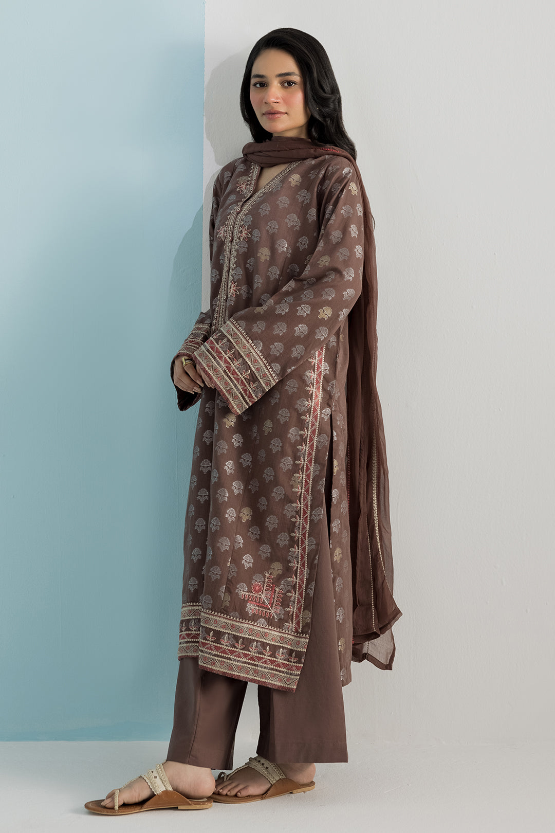 Embroidered Kurta Dupatta Trouser - 2534