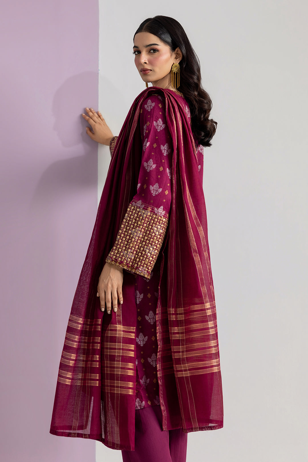 Embroidered Kurta Dupatta Trouser - 2537