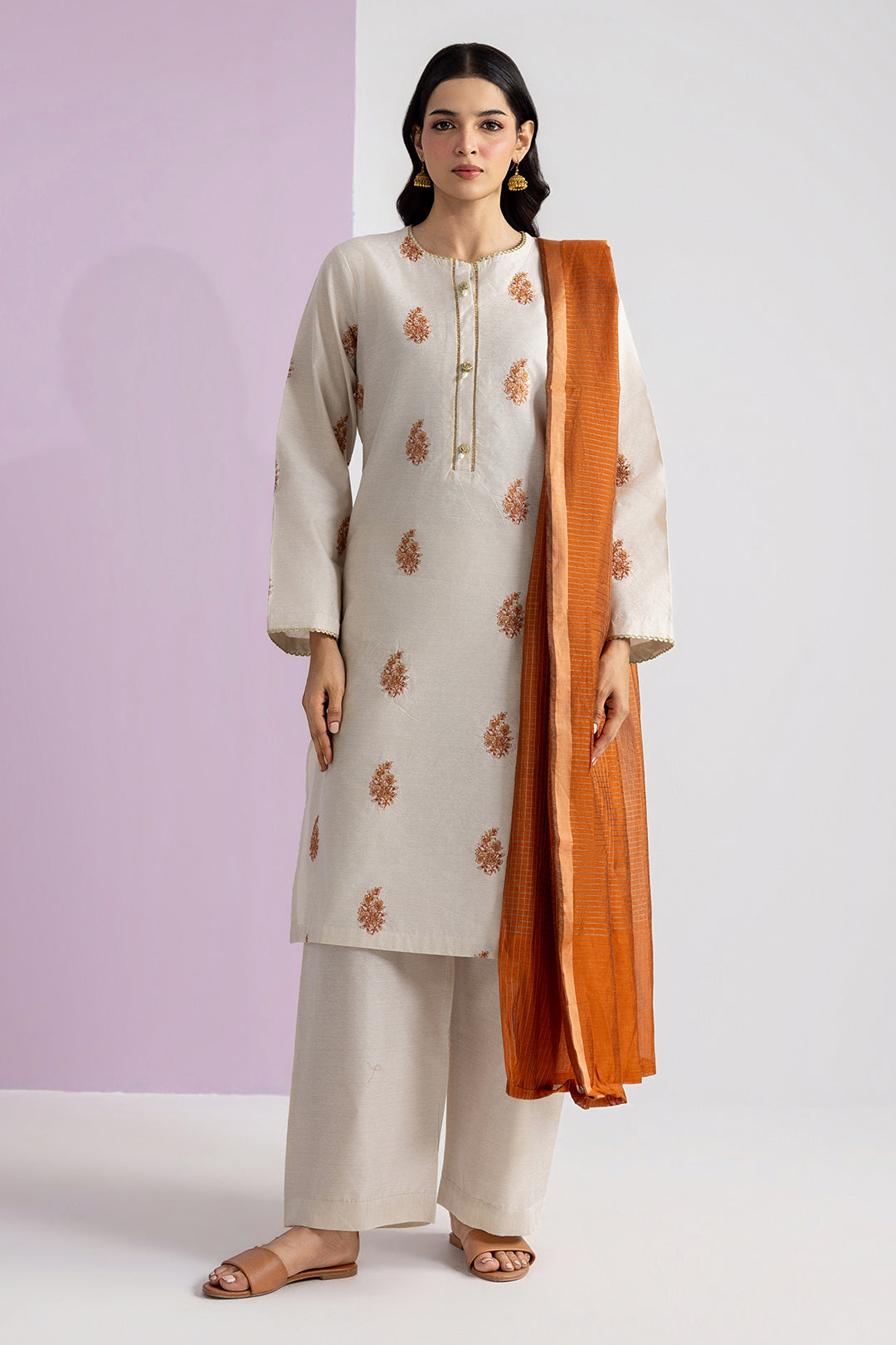 Embroidered Kurta Dupatta Trouser - 2554