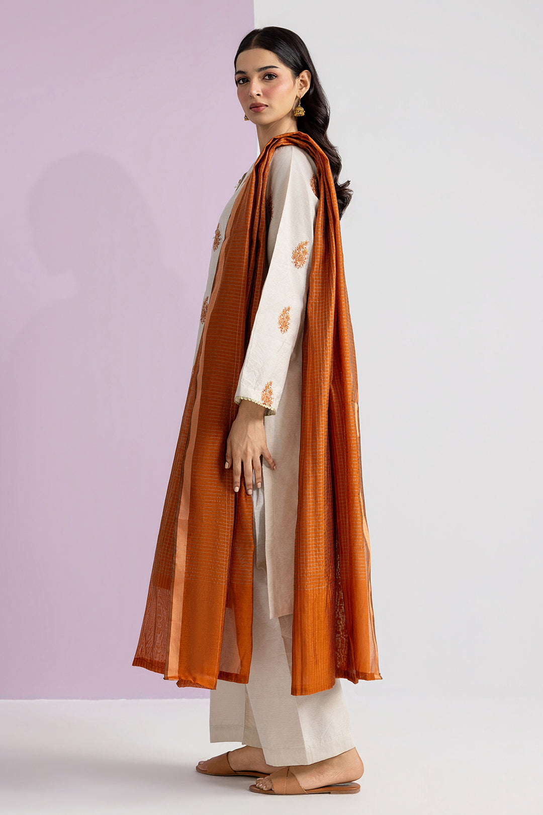 Embroidered Kurta Dupatta Trouser - 2554