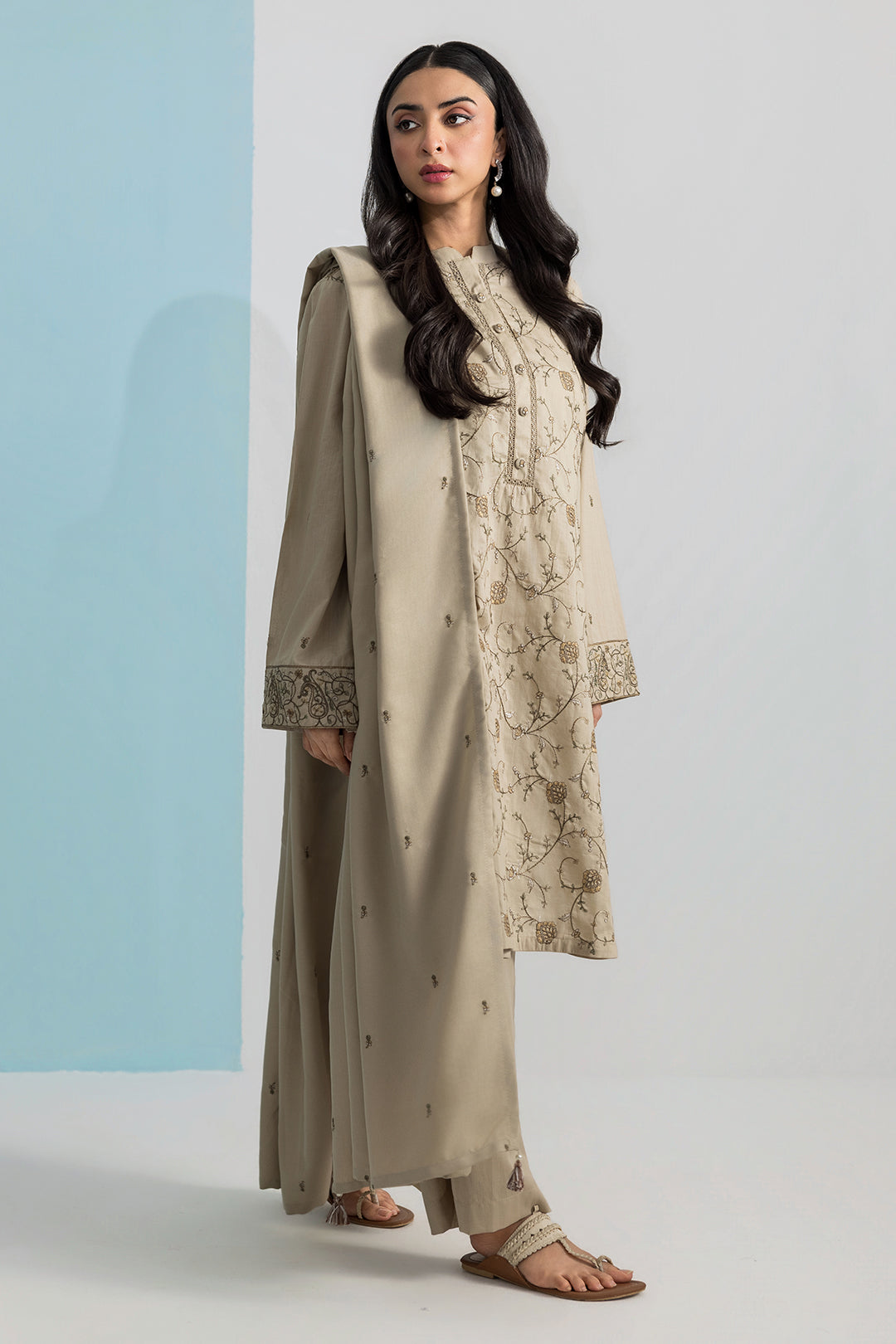 Embroidered Kurta Dupatta Trouser - 2589