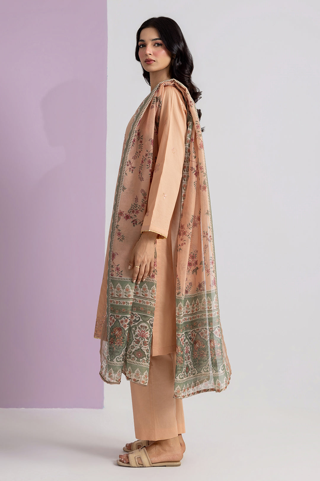 Embroidered Kurta Dupatta Trouser - 2596