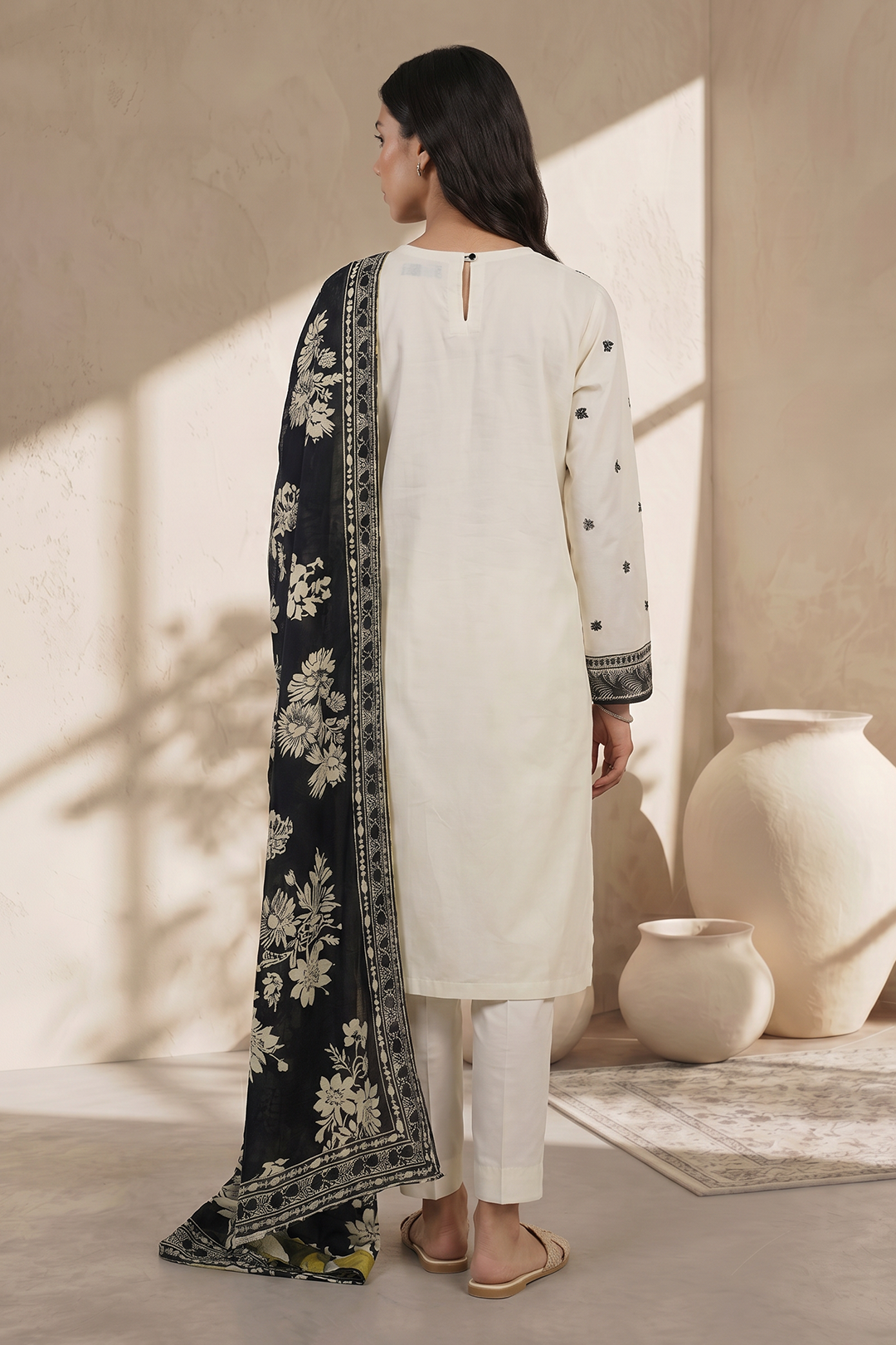 Embroidered Kurta Dupatta Trouser - 2598