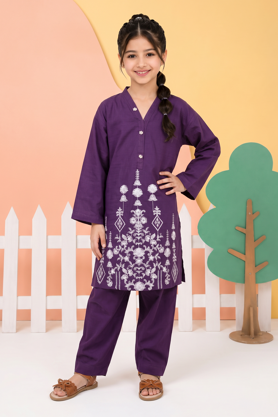 Embroidered Kurta Trouser - 2466