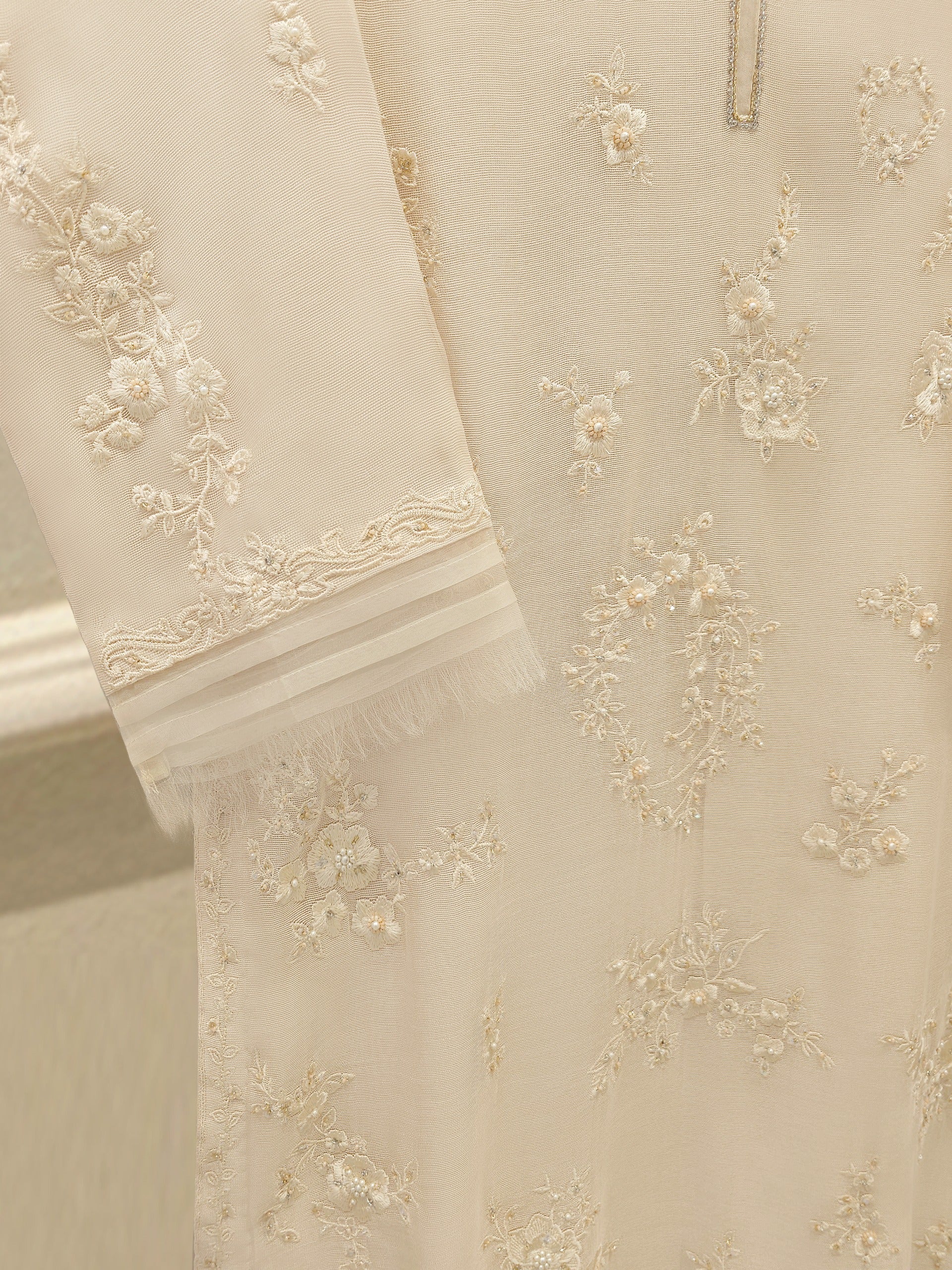 2 Piece - Pure Embroidered Cotton Net Suit S112453